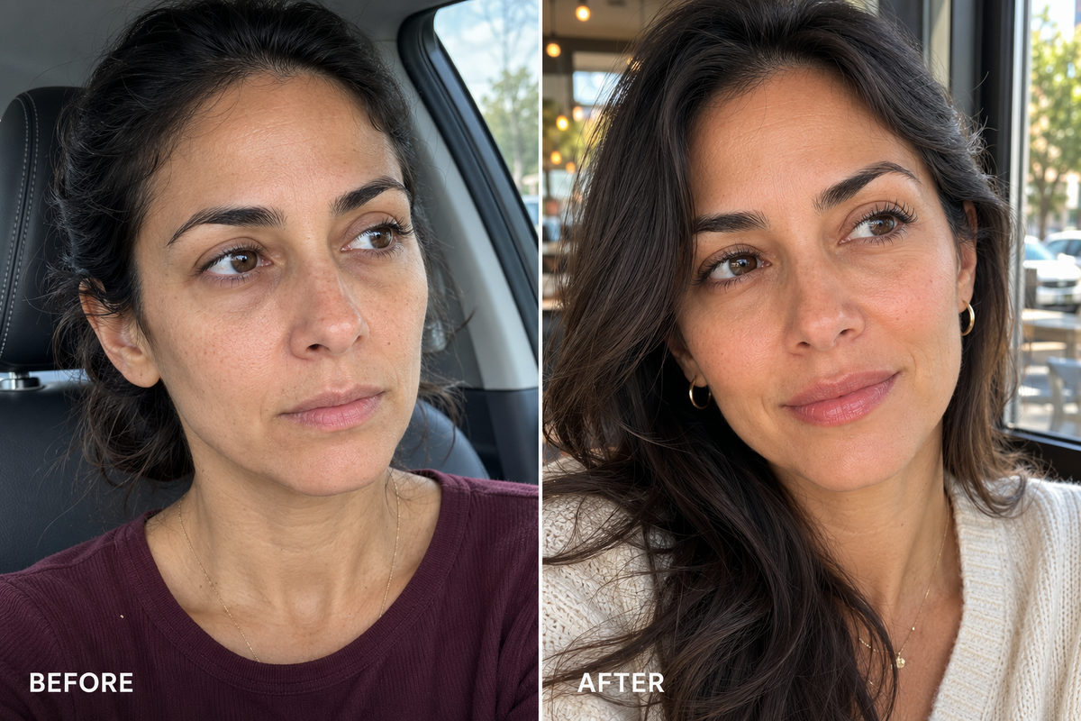 Customer facial skincare before and after result